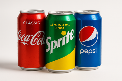 Coca-Cola, Sprite, and Pepsi beverages combined