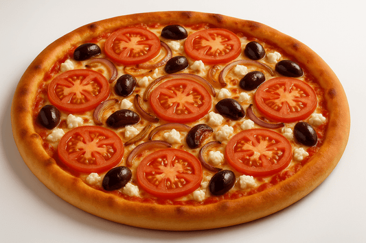 Greek Pizza - Black Olives, Onions, Tomatoes & Feta Cheese - City South Pizza