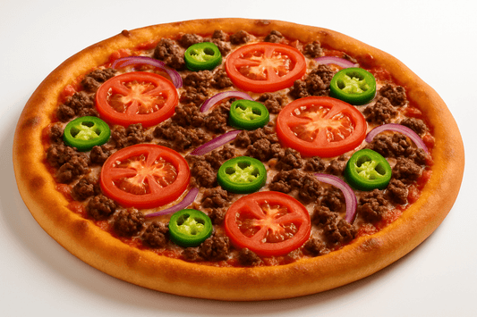 Mexican Pizza - Spicy Jalapeños, Bell Peppers, Onions & Cheddar - City South Pizza